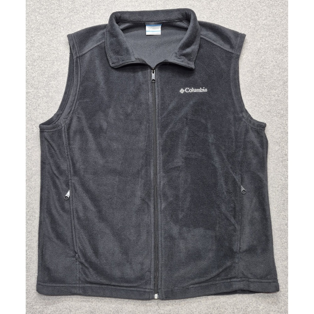 Columbia Steens Mountain Fleece Vest Mens XL Black Full Zip Gorpcore Outdoor